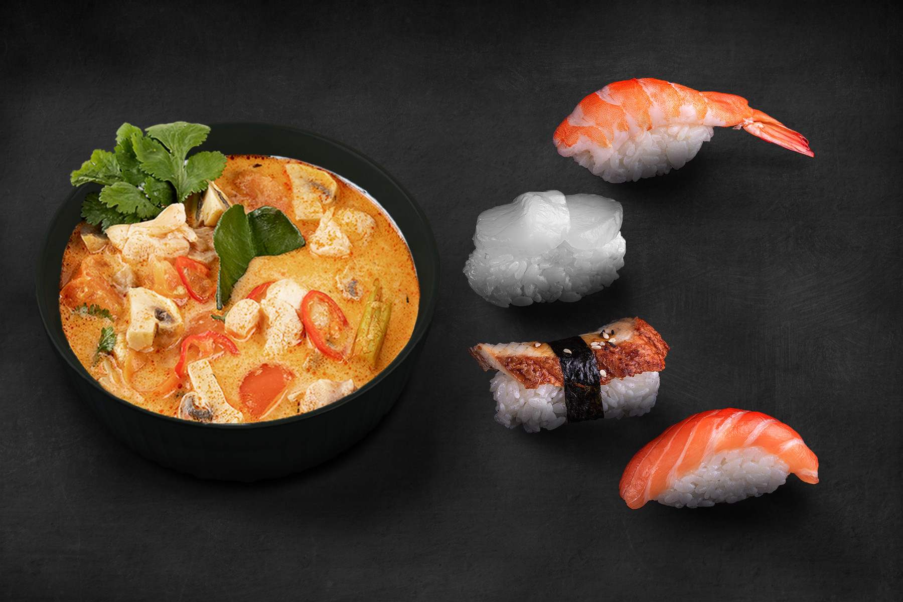 Ланч Том ям и суши сет